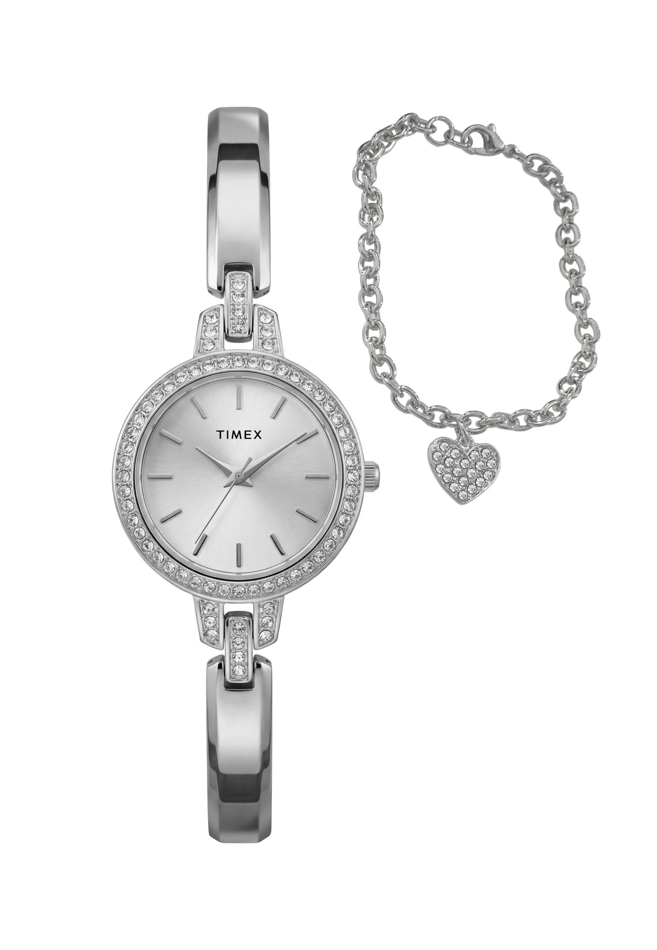 Montre à affichage analogique TIMEX en argent : devant