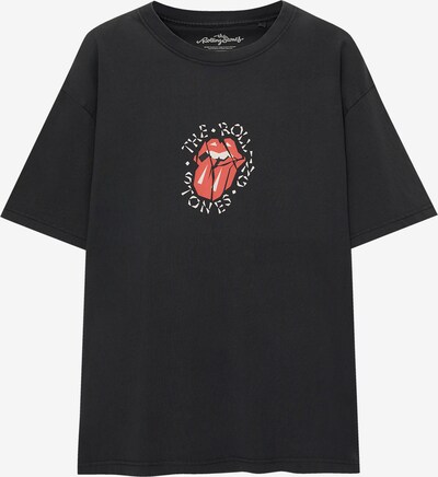 Pull&Bear Koszulka w kolorze grafitowy / jasnoczerwony / białym, Podgląd produktu