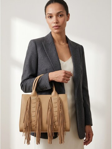 Borsa a mano 'Borsa a Mano Auroria Prime con Frange - Polyester Chiusura Zip Tracolla Rimovibile' di Kassandra in beige
