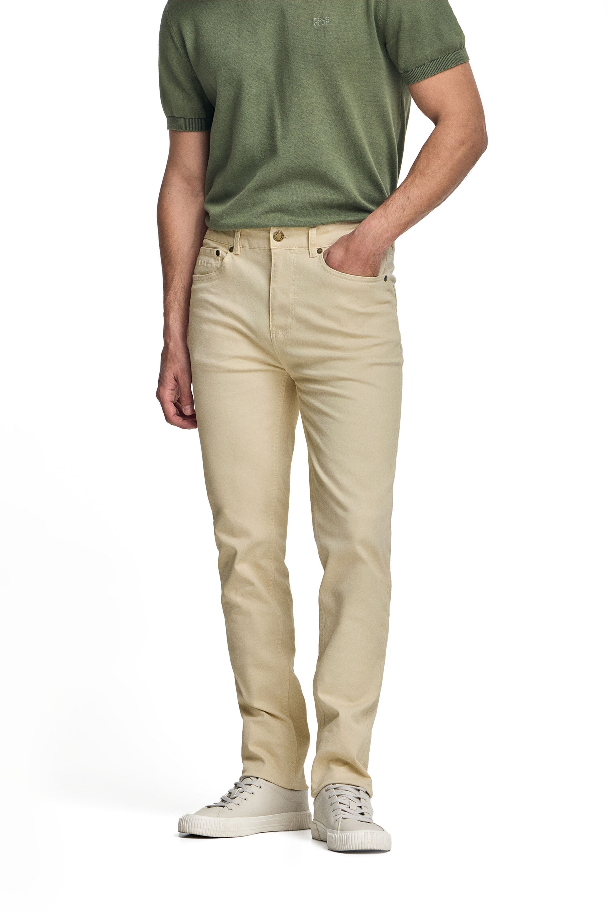 Polo Club Slim fit Jeans in Beige: front