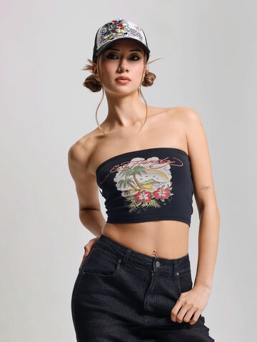 Ed Hardy Τοπ 'Paradise' σε μαύρο: μπροστά