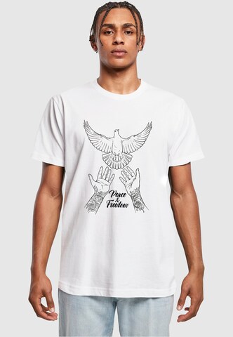 balta Mister Tee Marškinėliai 'Peace & Freedom': priekis