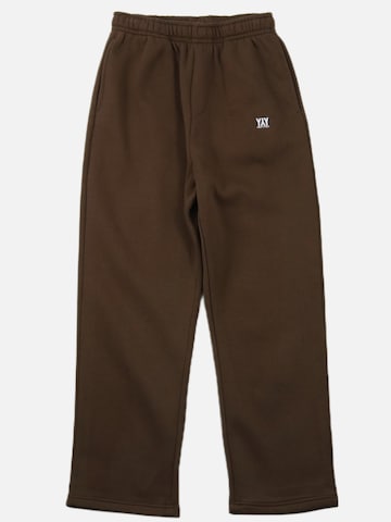 HEFTYKA Loose fit Workout Pants 'OPEN' in Brown: front