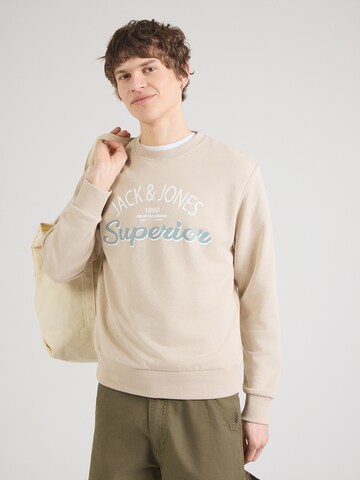 JACK & JONES Collegepaita 'JWHMilo' värissä beige: etupuoli