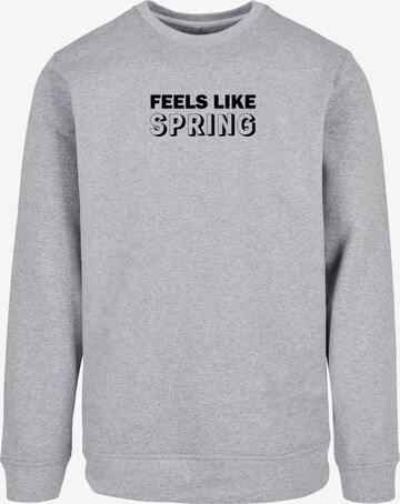 Merchcode Sweatshirt 'Spring - Feels like' in Grau: predná strana