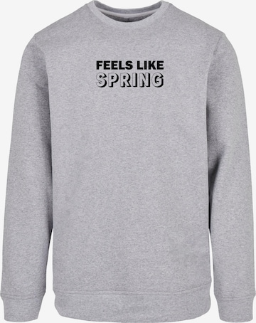 Merchcode Sweatshirt 'Spring - Feels like' in Grey: front