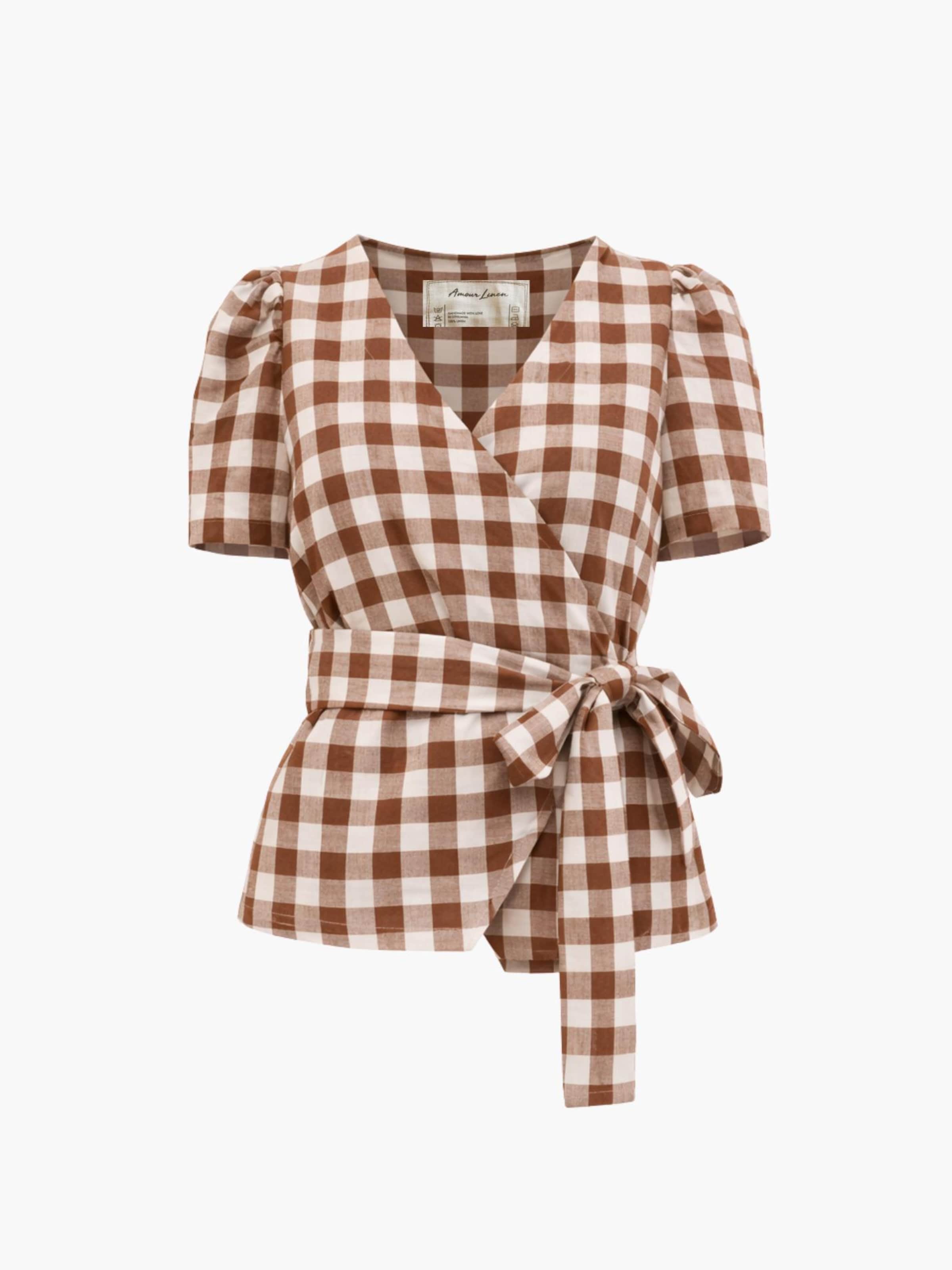 AmourLinen - Blusa 'Elisa' en marrón: frente