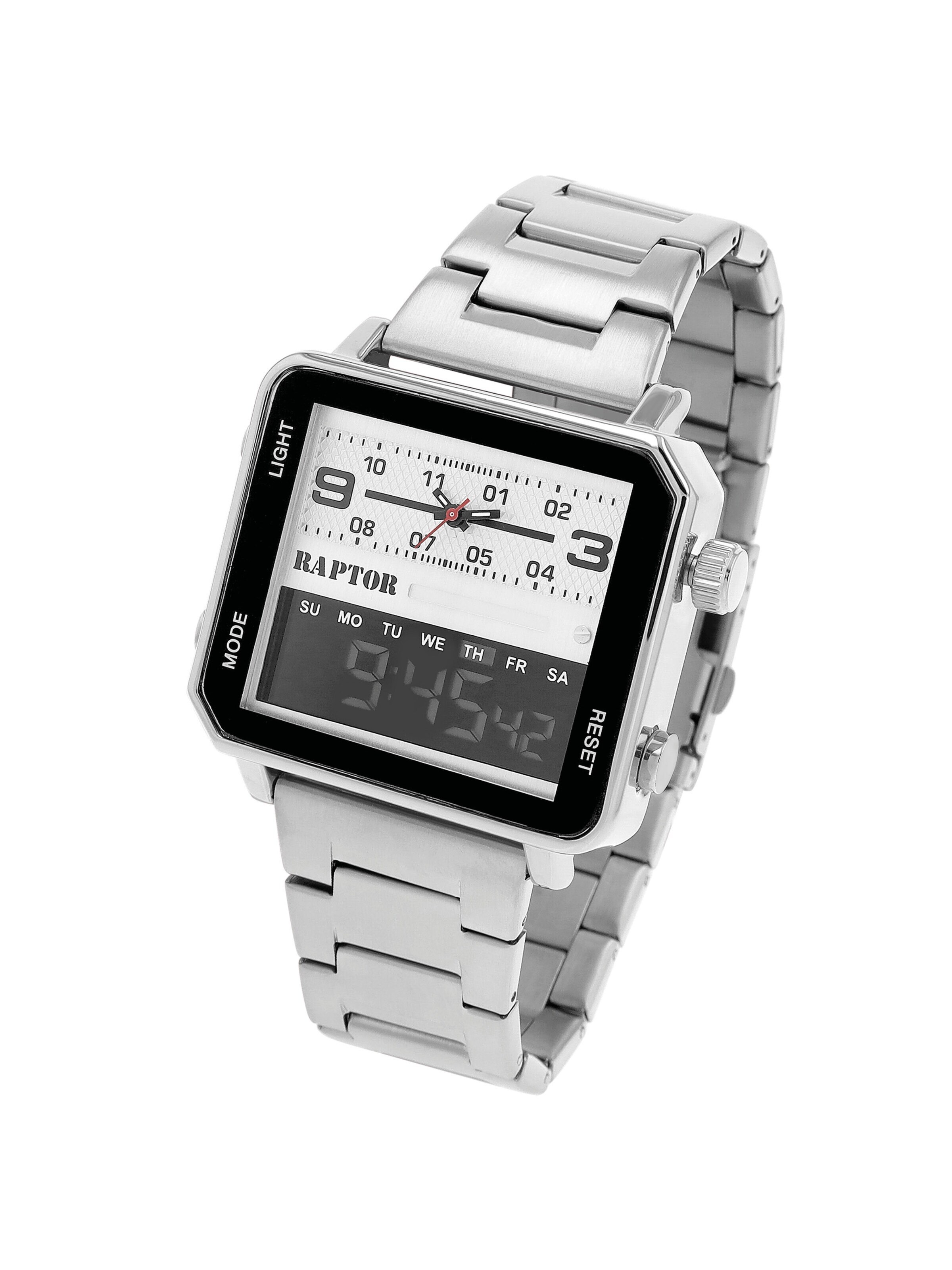 Raptor Analog Watch 'Fabius, Datumsanzeige' in Silver: front