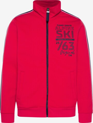 CAMP DAVID Zip-Up Hoodie in Red: front