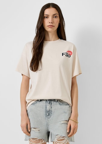 T-shirt QS en beige : devant