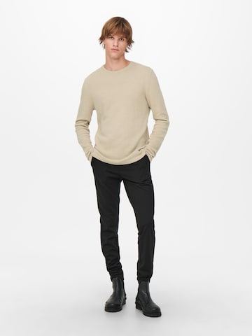 Regular fit Pullover 'Panter' di Only & Sons in beige