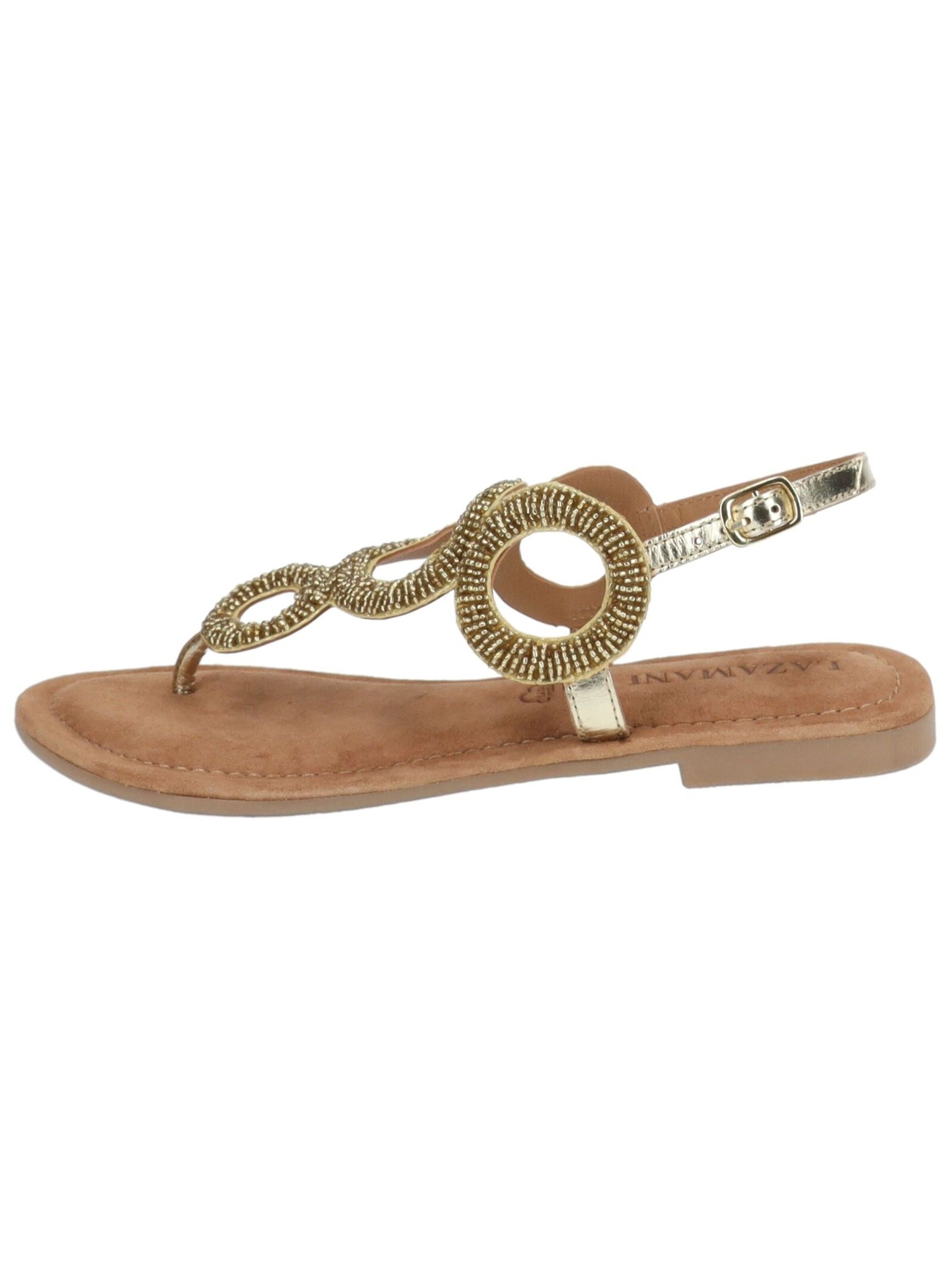 LAZAMANI T-Bar Sandals in Gold