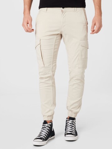 JACK & JONES Tapered Cargo trousers 'Paul Flake' in Beige: front