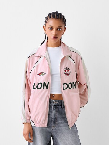 Veste mi-saison Bershka en rose : devant