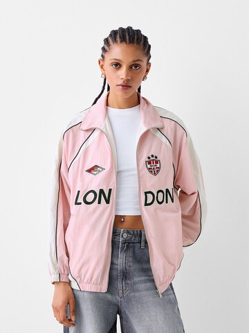 Bershka Between-Season Jacket in Pink: front