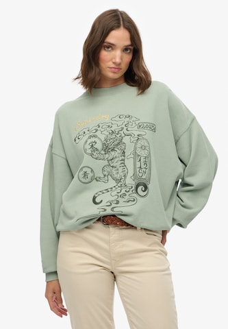 Sweat-shirt 'Tokyo Narrative' Superdry en vert : devant