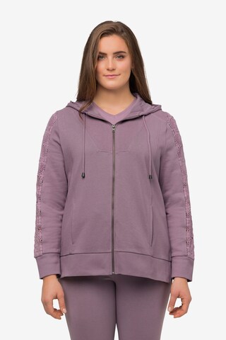 Ulla Popken Sweatjacke  (GOTS) in Lila: predná strana