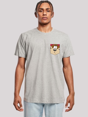 F4NT4STIC Shirt 'Looney Tunes Tasmanian Devil Face' in Grey: front