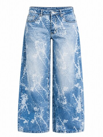 IT'S BASIC Wide leg Jeans 'PRINTED PALAZZO MID RISE JEANS' in Blauw