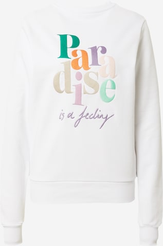 Hey Honey Athletic Sweatshirt 'PARADISE' in White: front