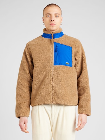 LACOSTE Fleece Jacket in Brown: front