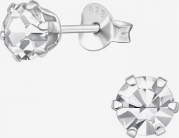 Boucles d'oreilles 'Silberne Runde 5 mm Ohrstecker mit Kristallen' Maxte en blanc : devant