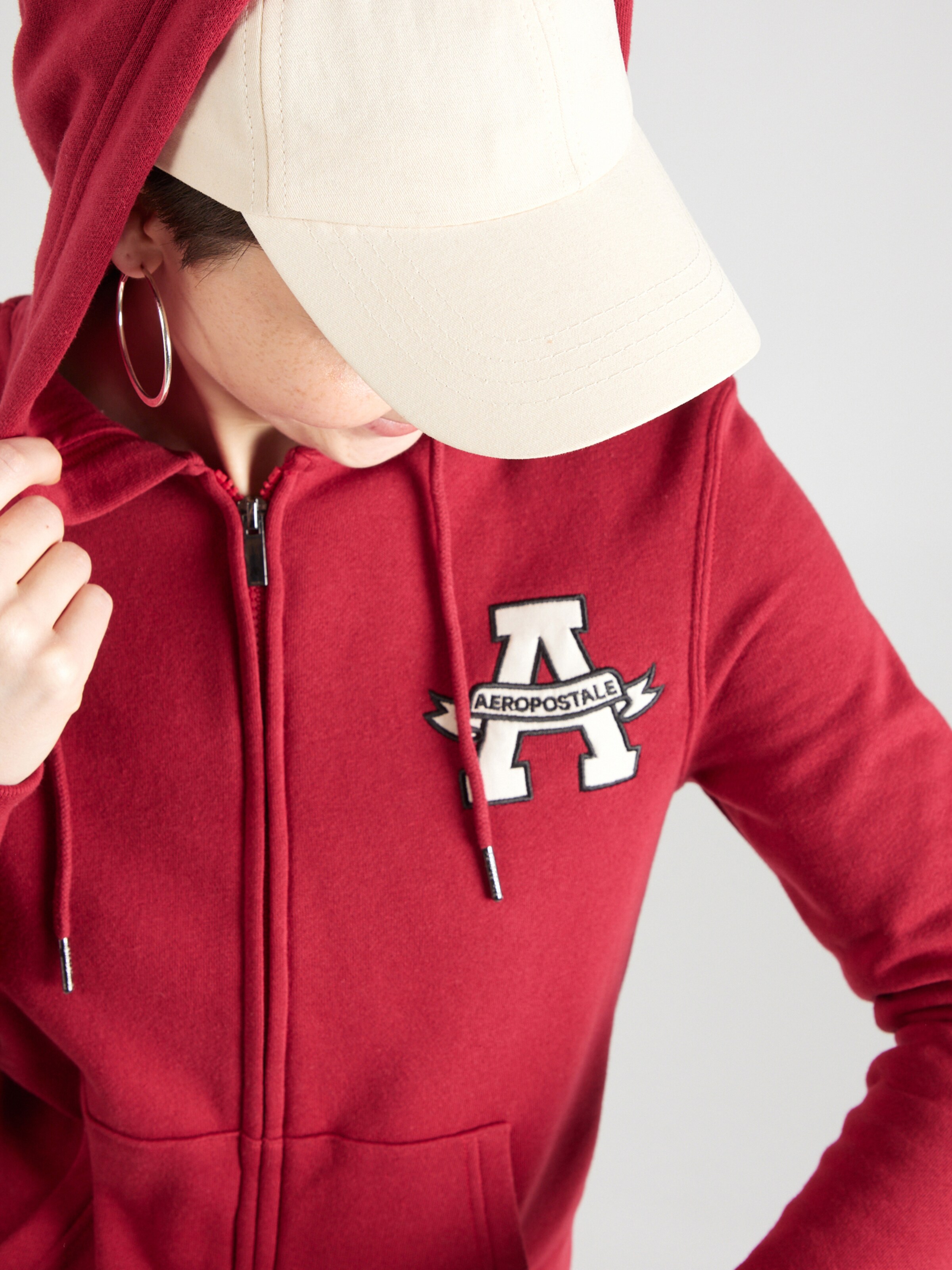 AEROPOSTALE Zip Up Hoodie in Red ABOUT YOU