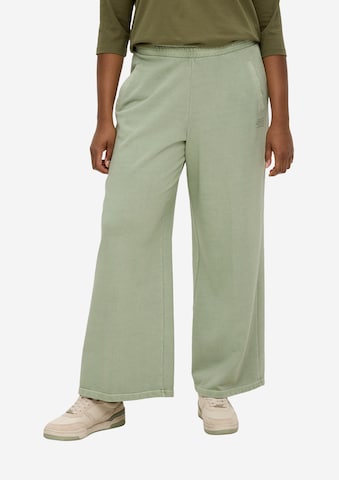 TRIANGLE Wide leg Trousers in Green: front