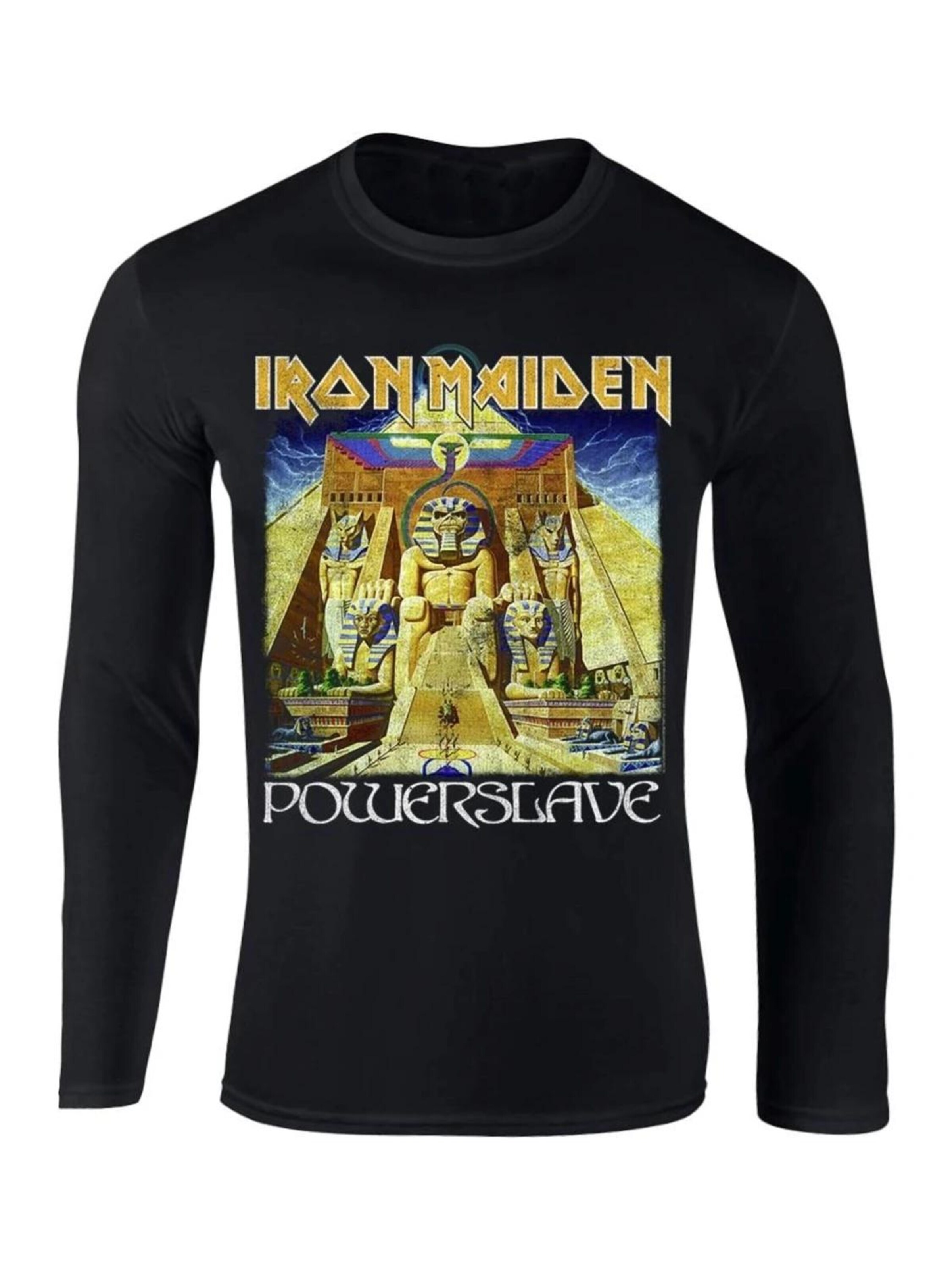 Iron Maiden T-shirt 'Iron Maiden Powerslave Longsleeve t-shirt' i svart: framsida