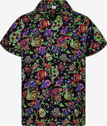 King Kameha Shirt 'Skull' in Schwarz: Vorderseite