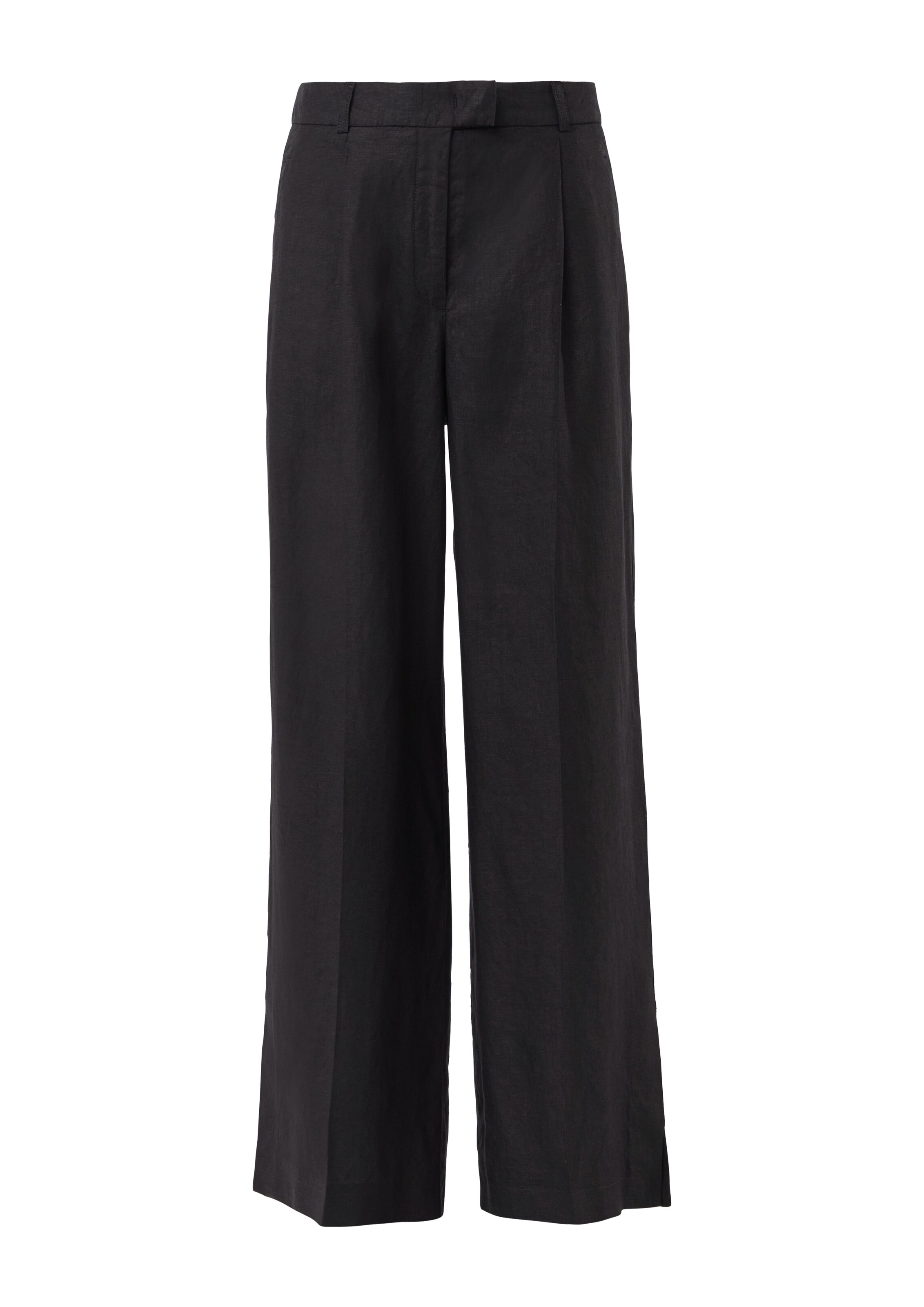 COMMA Široký strih Nohavice s pukmi - Čierna: predná strana