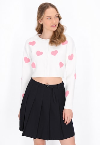 MYMO Knit cardigan in White: front