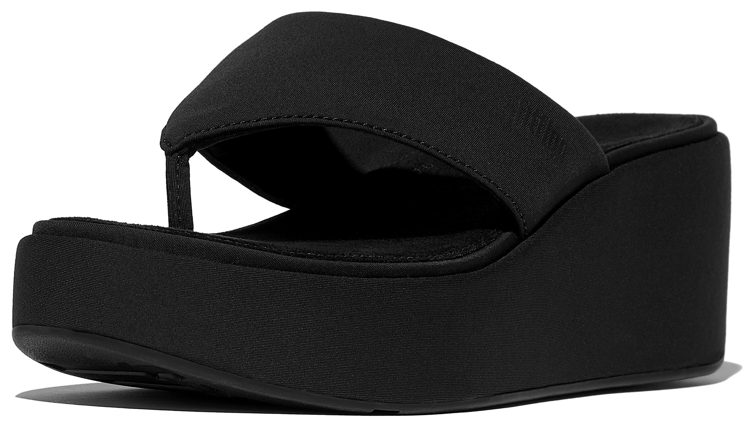FitFlop T-Bar Sandals in Black: front