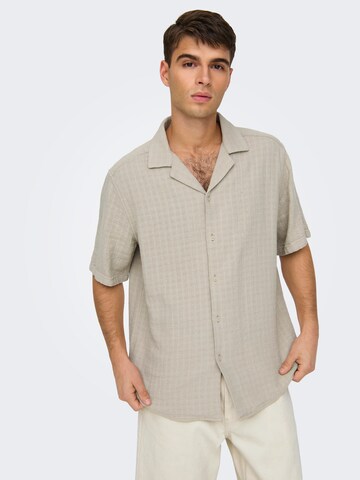 Only & Sons Regular fit Button Up Shirt 'ONSLatham' in Grey: front