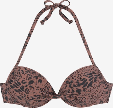 LASCANA Push-up Bikini Top in Brown: front