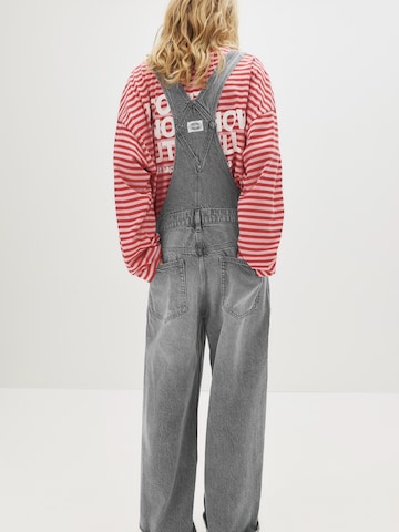 Pull&Bear Wide leg Tuinbroek jeans in Grijs