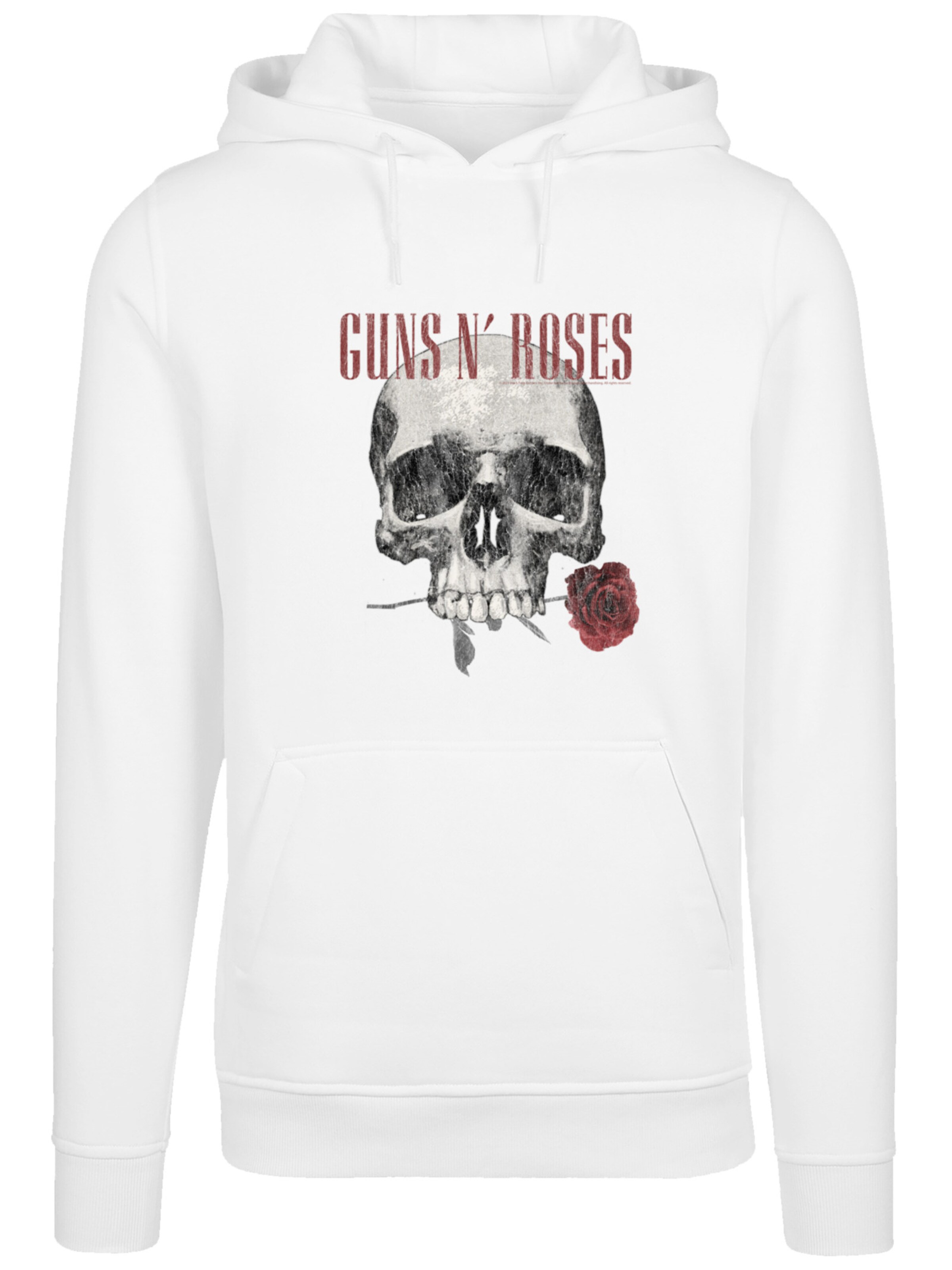 F4NT4STIC Sweatshirt 'Guns 'n' Roses Flower Skull Rock Musik Band' in Weiß: Vorderseite