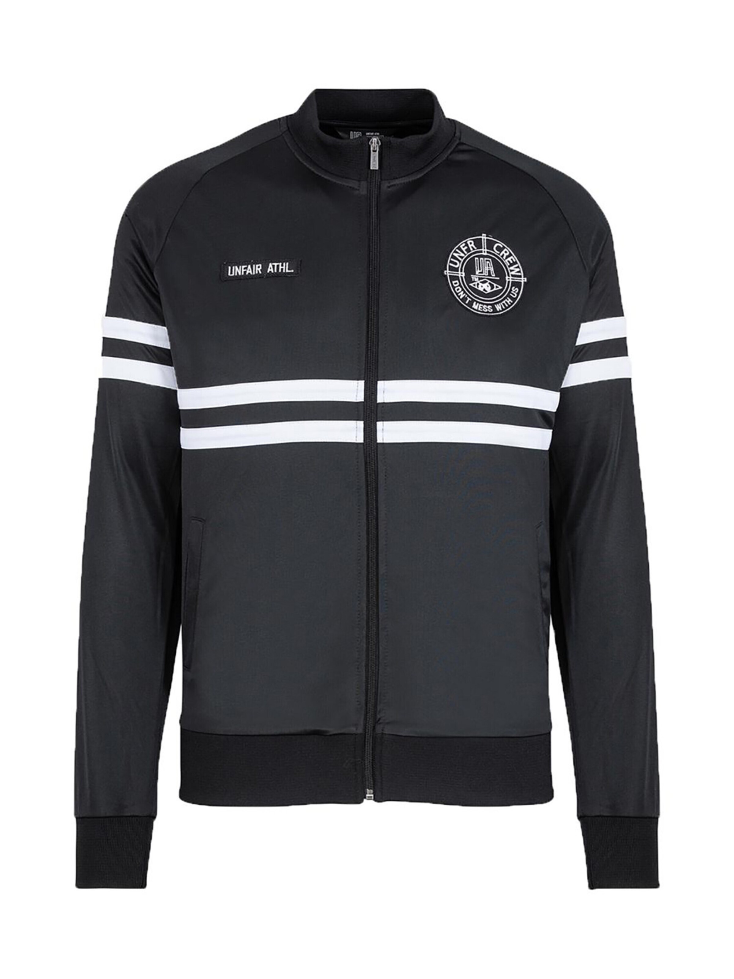 Unfair Athletics Training Jacket 'DMWU' in Black: front