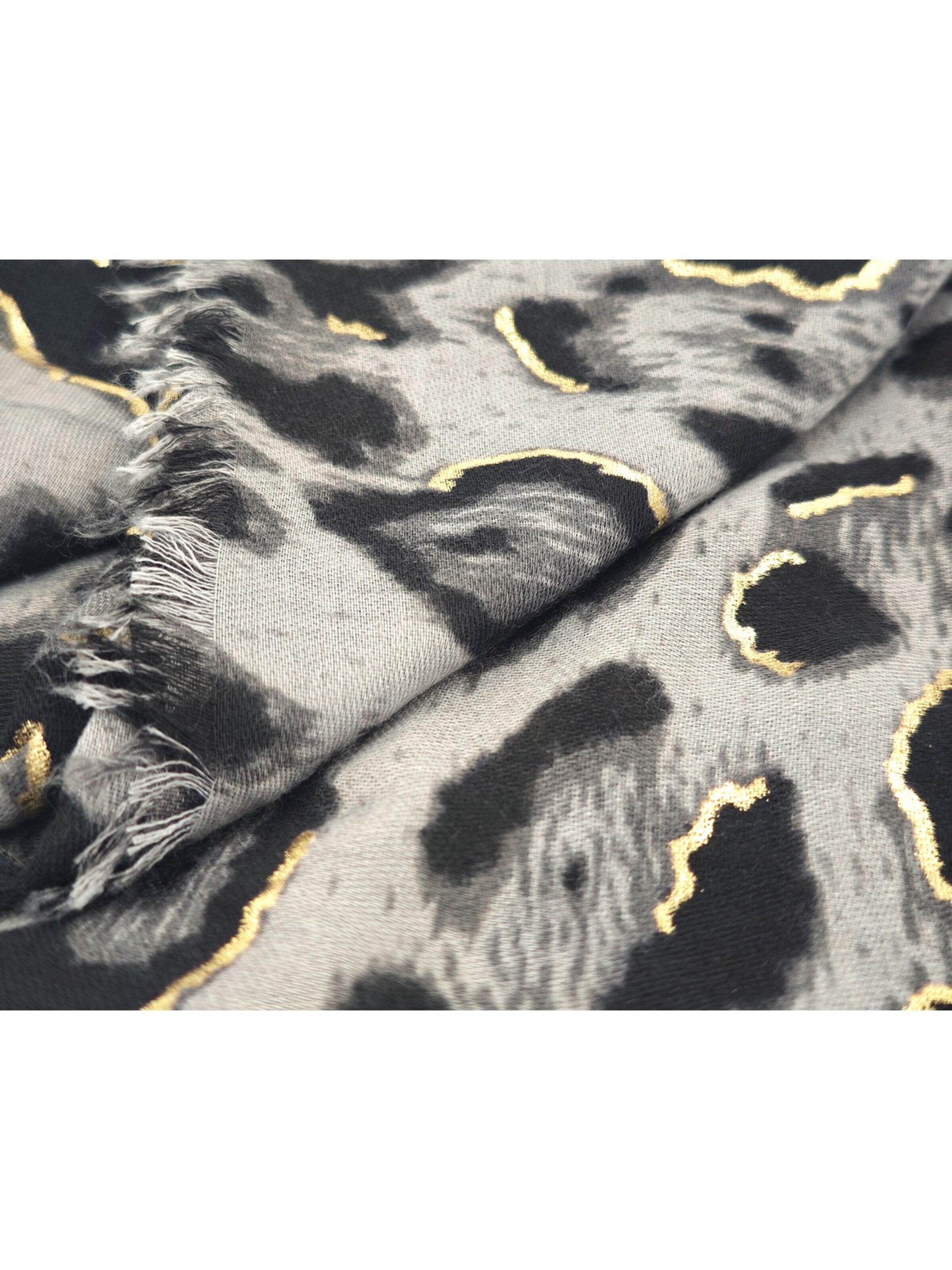 styleBREAKER Schal 'Schal Leoparden Muster Gold Metallic'‌‌‌‌‌‌‌‌‌‌ in Grau