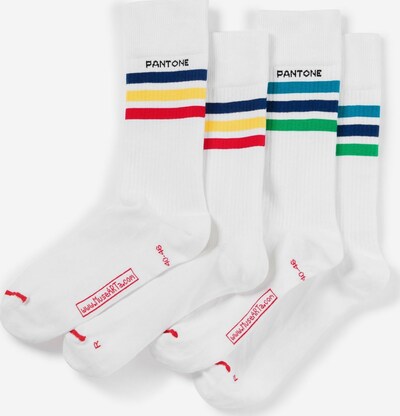 Pantone made by MuseARTa Chaussettes 'Stripes' en blanc, Vue avec produit
