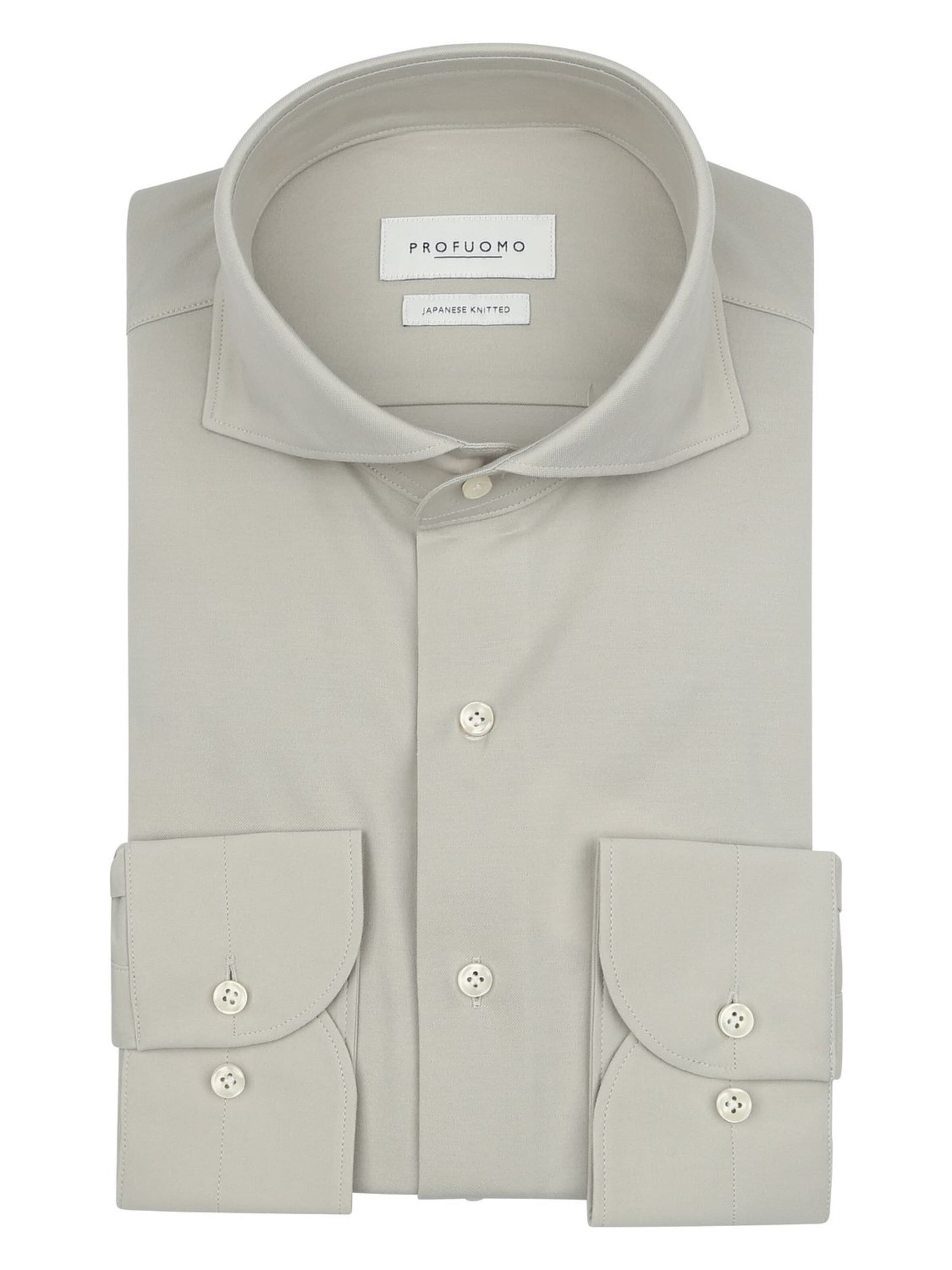 Profuomo Slim fit Overhemd 'Japanese Knitted' in Grijs: voorkant