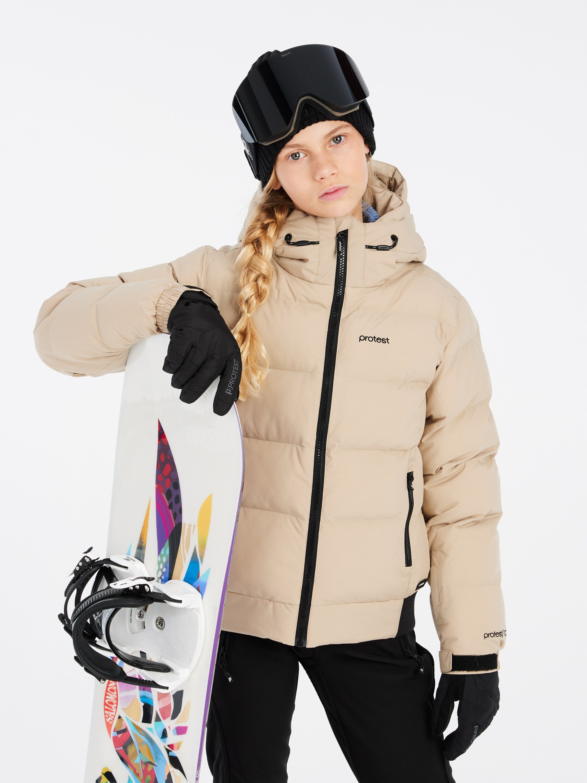 PROTEST Athletic Jacket 'PRTELINY JR' in Brown: front