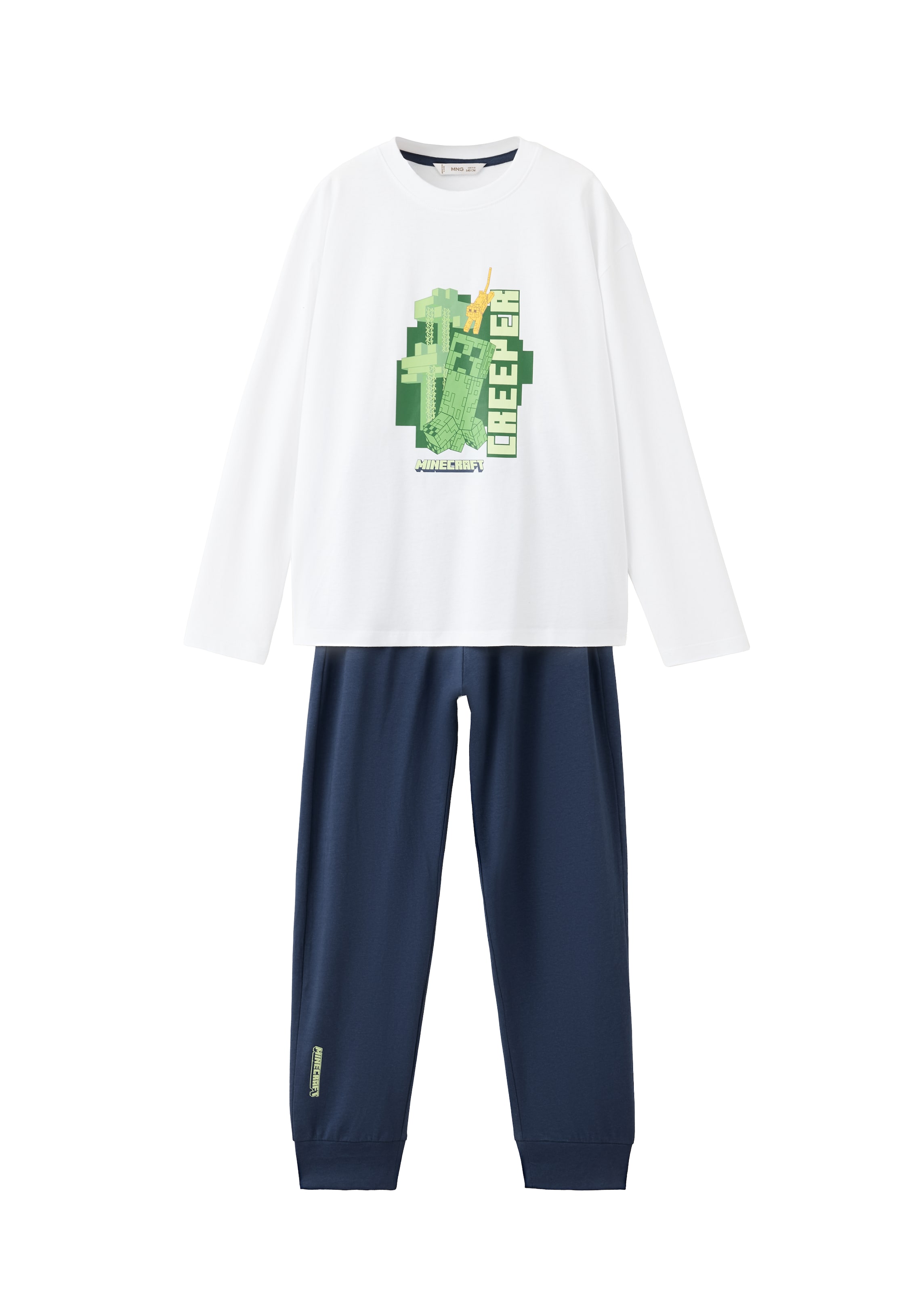 MANGO KIDS Комплект пижама 'MINECRE' в синьо: отпред