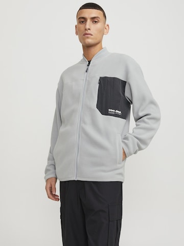 JACK & JONES Fleece jas in Grijs: voorkant