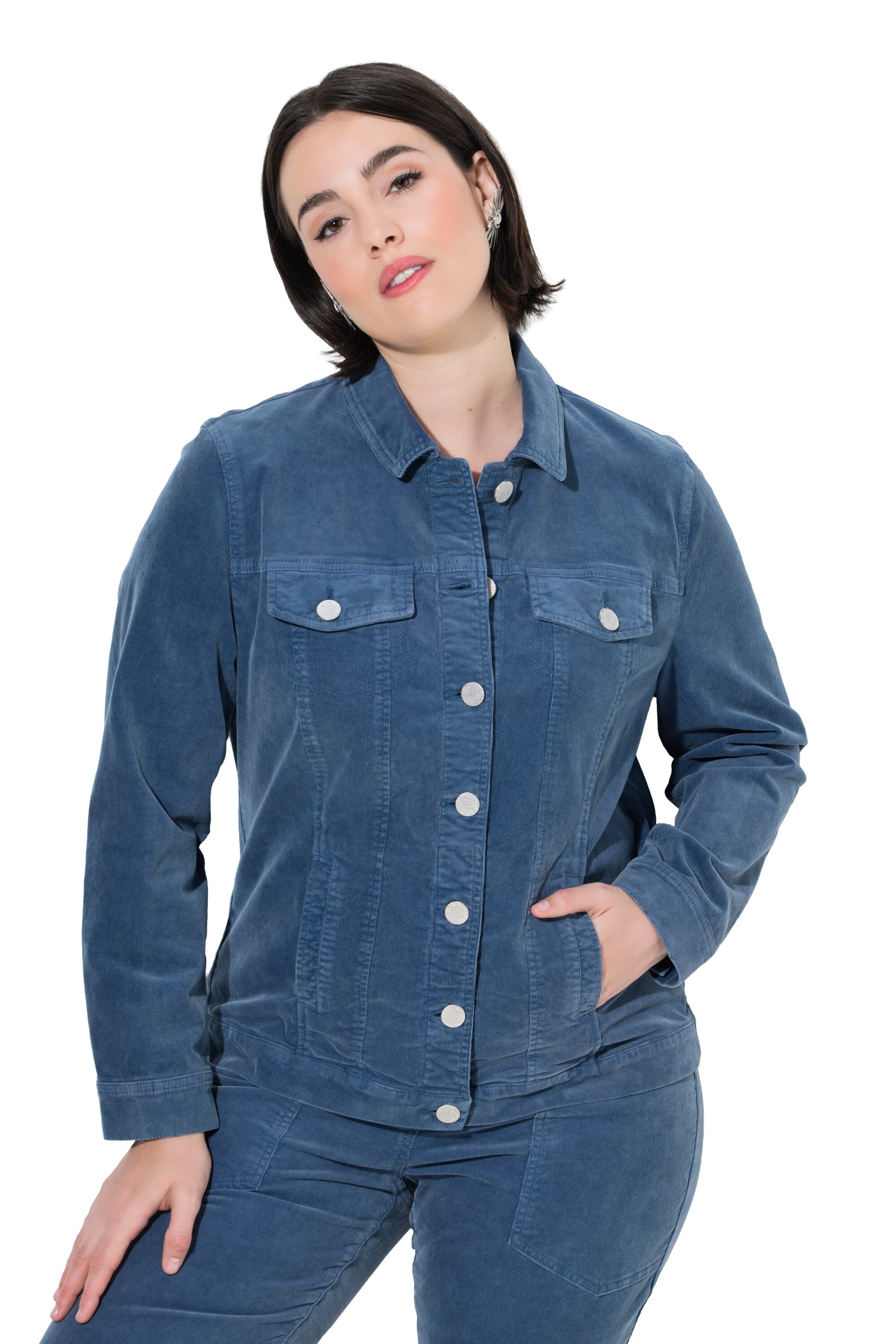 Ulla Popken Between-season jacket in Blue: front