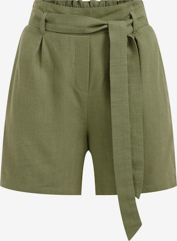 WE Fashion Loose fit Pleat-front trousers in Green: front