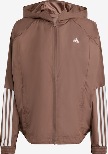 Sportinė striukė 'Hyperglam' iš ADIDAS PERFORMANCE, spalva – šokolado spalva / balta, Prekių apžvalga