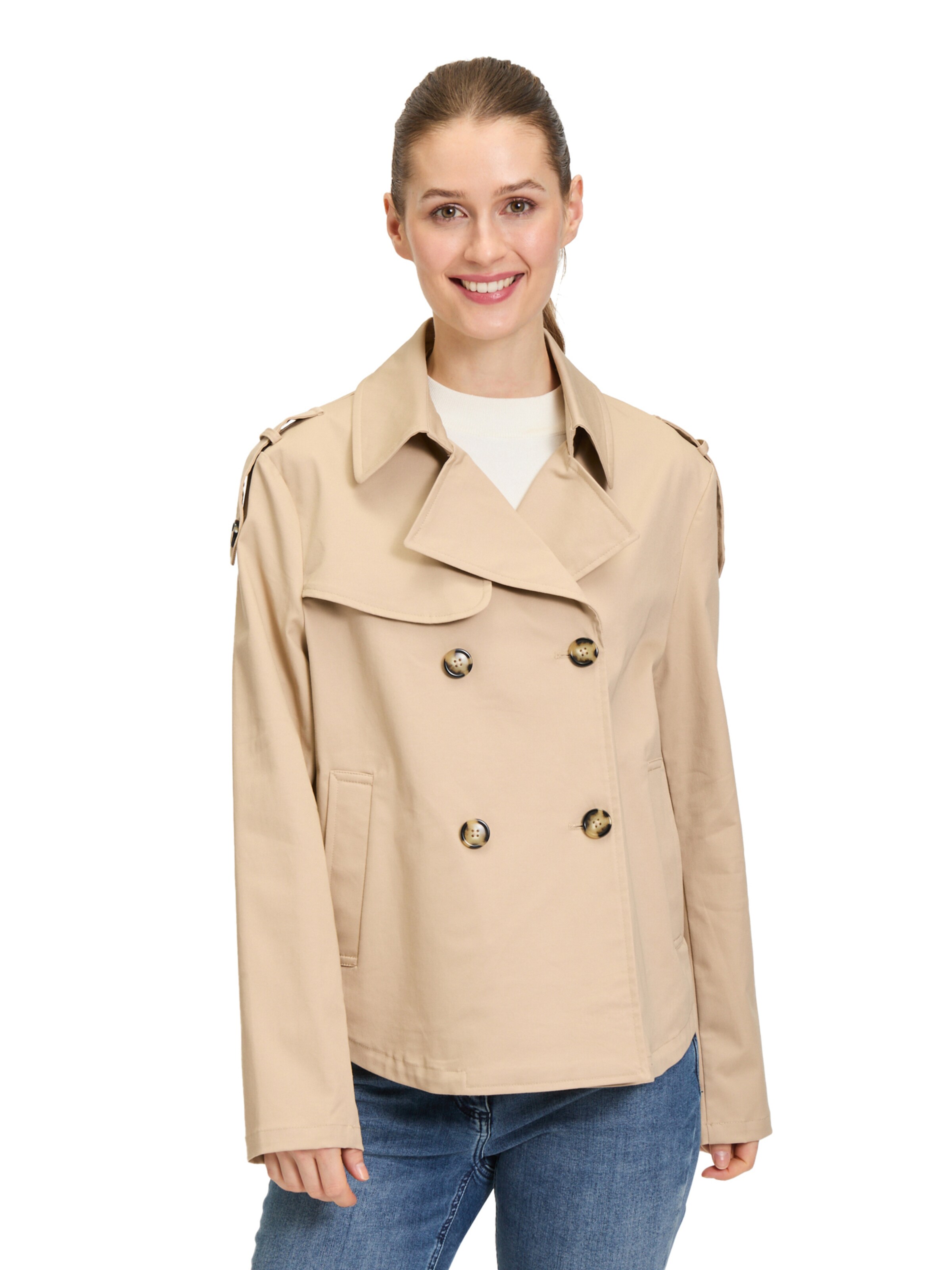 Amber & June Between-season jacket in Beige: front