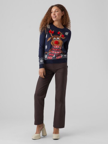 VERO MODA Sweater 'Newfrostydeer' in Blue