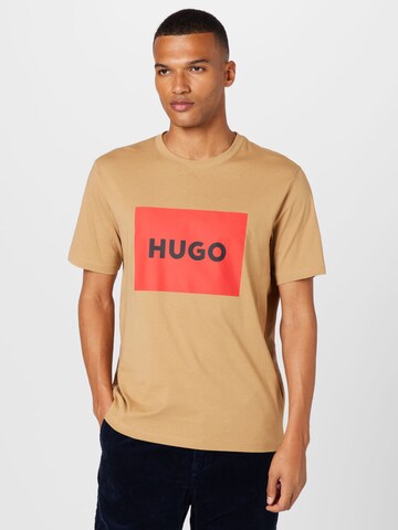 HUGO T-Shirt 'Dulive222' in Beige: predná strana